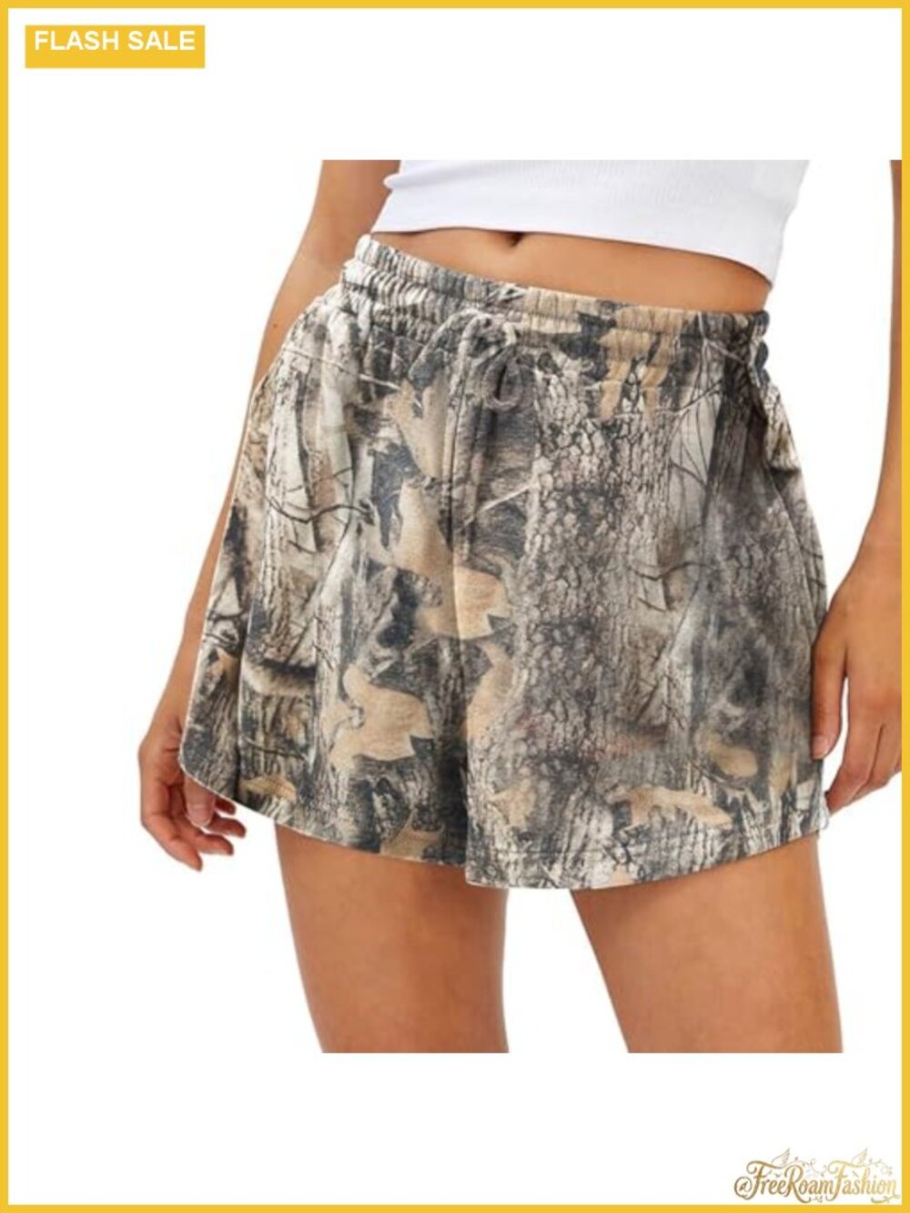 Women's Camo Sweat Shorts Drawstring Elastic Waist Lounge Athletic Shorts with